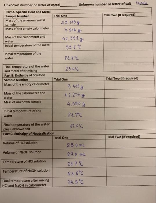Solved 1. Why were Styrofoam cups used for calorimeters