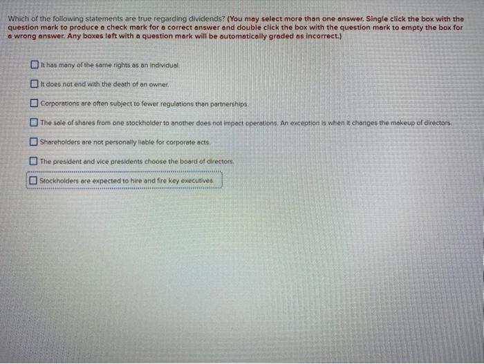 Solved Which of the following statements are true regarding | Chegg.com