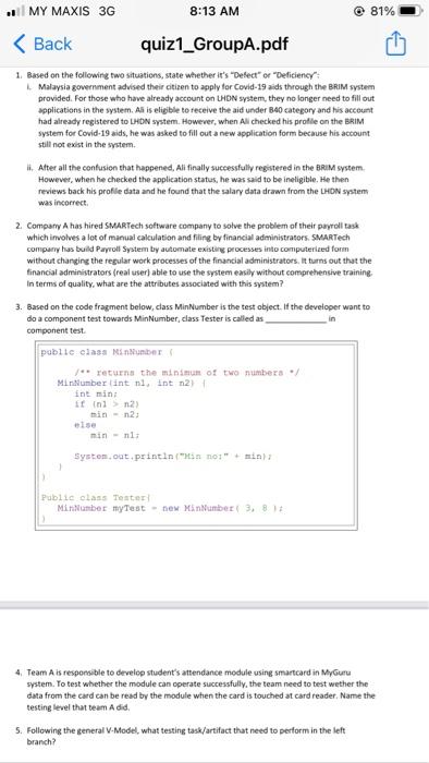 MY MAXIS 3G 8:13 AM © 81% Back quiz1_GroupA.pdf 1.  Chegg.com