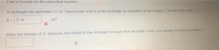 Solved Find a formula for the described function. A | Chegg.com
