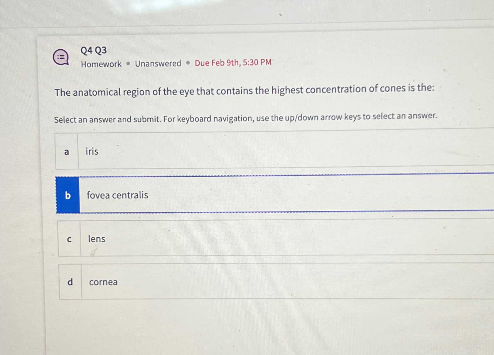 Solved Q4 Q3\\nHomework * Unanswered * Due Feb 9th, 5:30 | Chegg.com