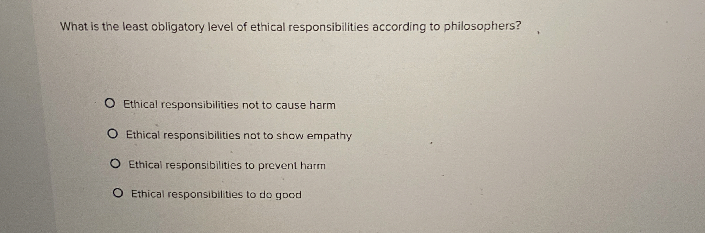 Solved What is the least obligatory level of ethical | Chegg.com