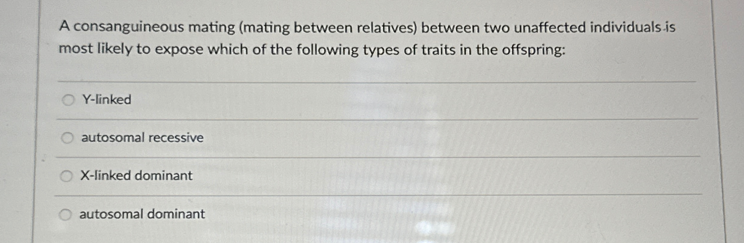 Solved A consanguineous mating (mating between relatives) | Chegg.com