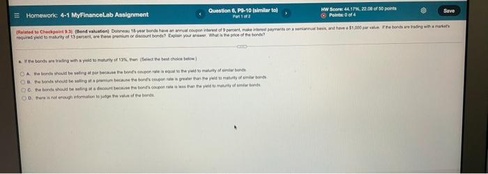 Solved Save = Homework: 4-1 MyFinanceLab Assignment Question | Chegg.com