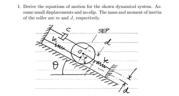 Solved SEP 1. Derive the equations of motion for the shown | Chegg.com