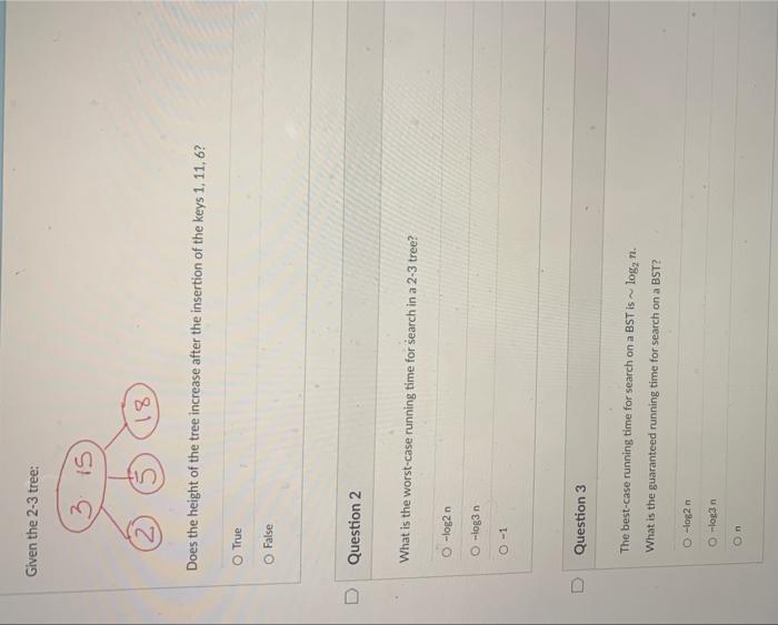 Solved Given the 2-3 tree: Does the height of the tree | Chegg.com