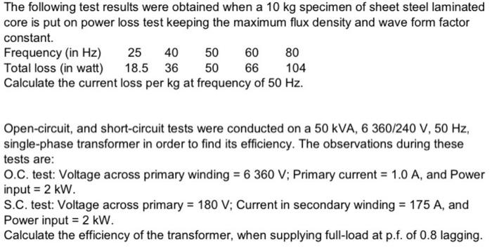 Solved A 50 MVA, 60 Hz single-phase transformer indicates | Chegg.com