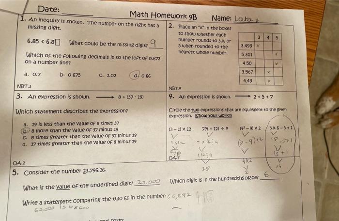Weekly math review q4:4 answer key picture
