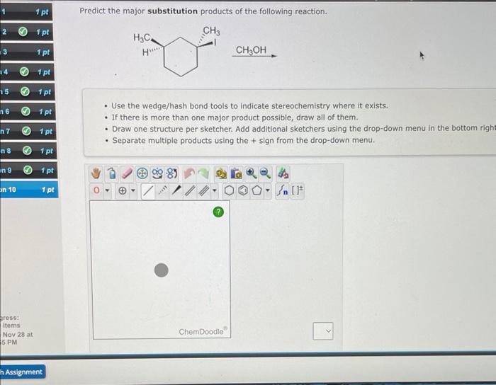 Solved Predict The Major Substitution Products Of The | Chegg.com