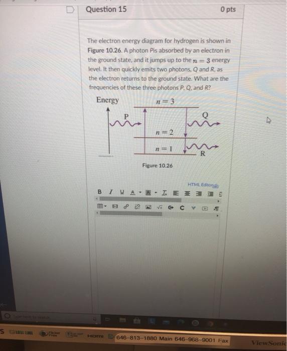 Solved D Question 15 O pts The electron energy diagram for | Chegg.com