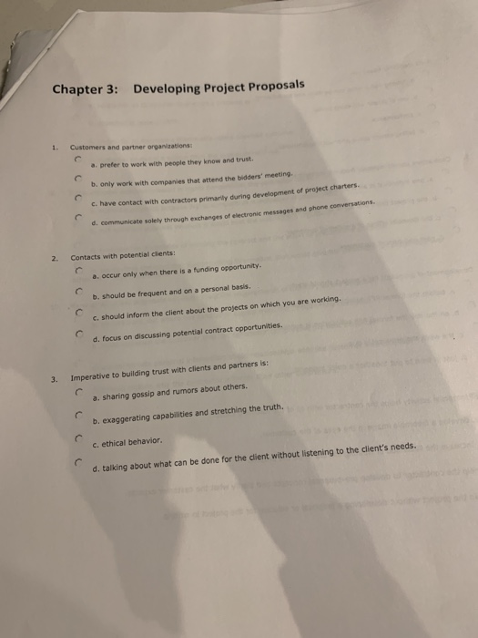 Solved Chapter 3: Developing Project Proposals Customers and | Chegg.com