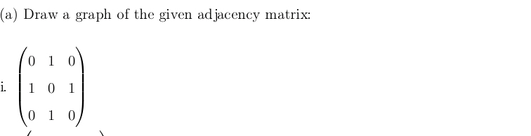 Solved (a) ﻿Draw a graph of the given adjacency | Chegg.com