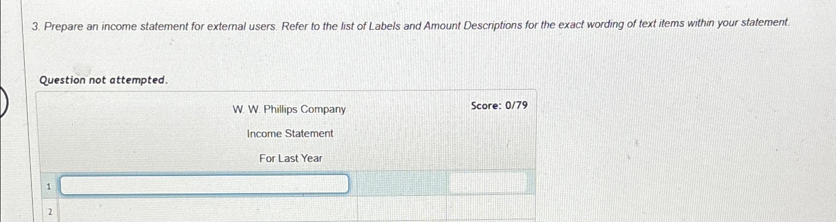 Solved Prepare an income statement for external users. Refer | Chegg.com