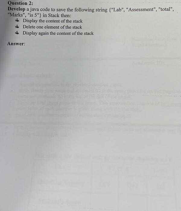 Solved Question 2: Develop a java code to save the following | Chegg.com
