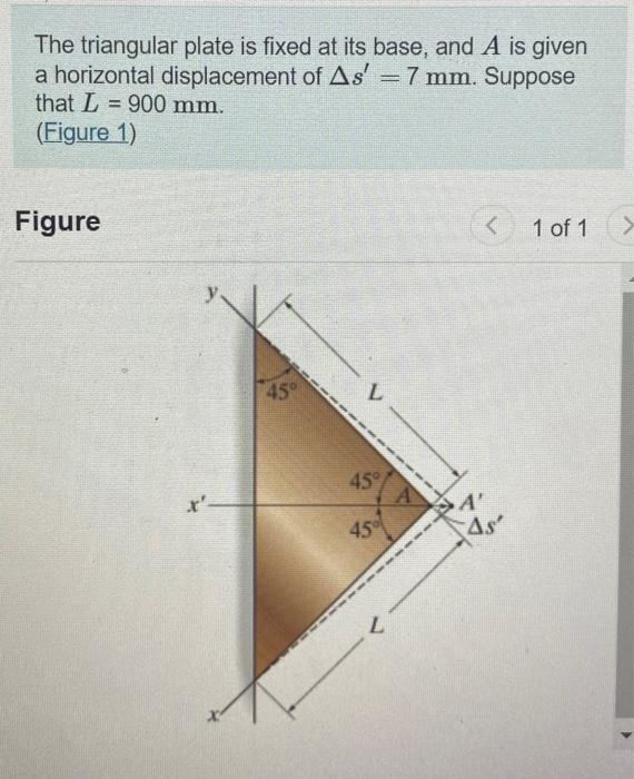 Solved The triangular plate is fixed at its base, and A is | Chegg.com