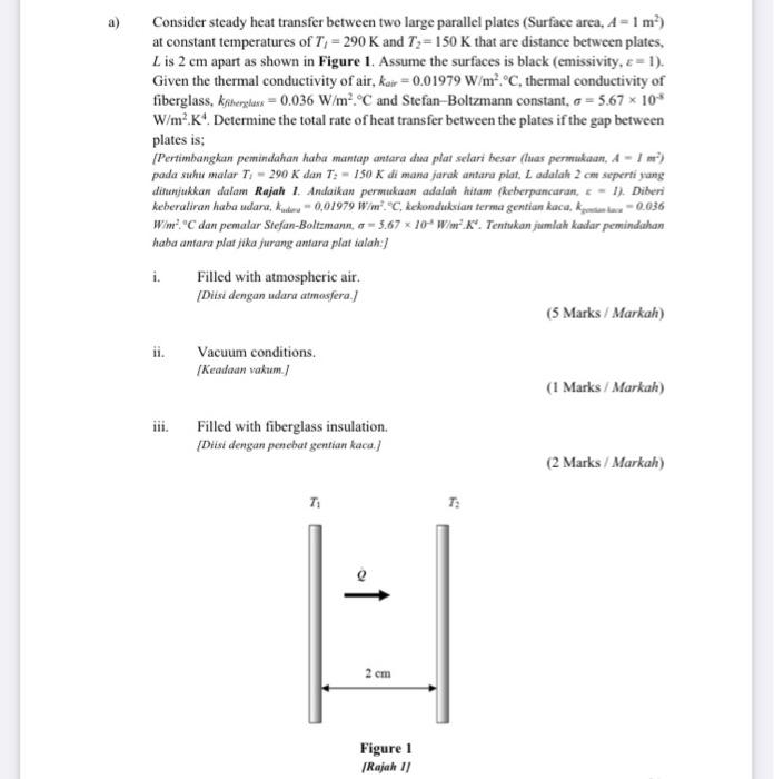 Solved Consider steady heat transfer between two large | Chegg.com