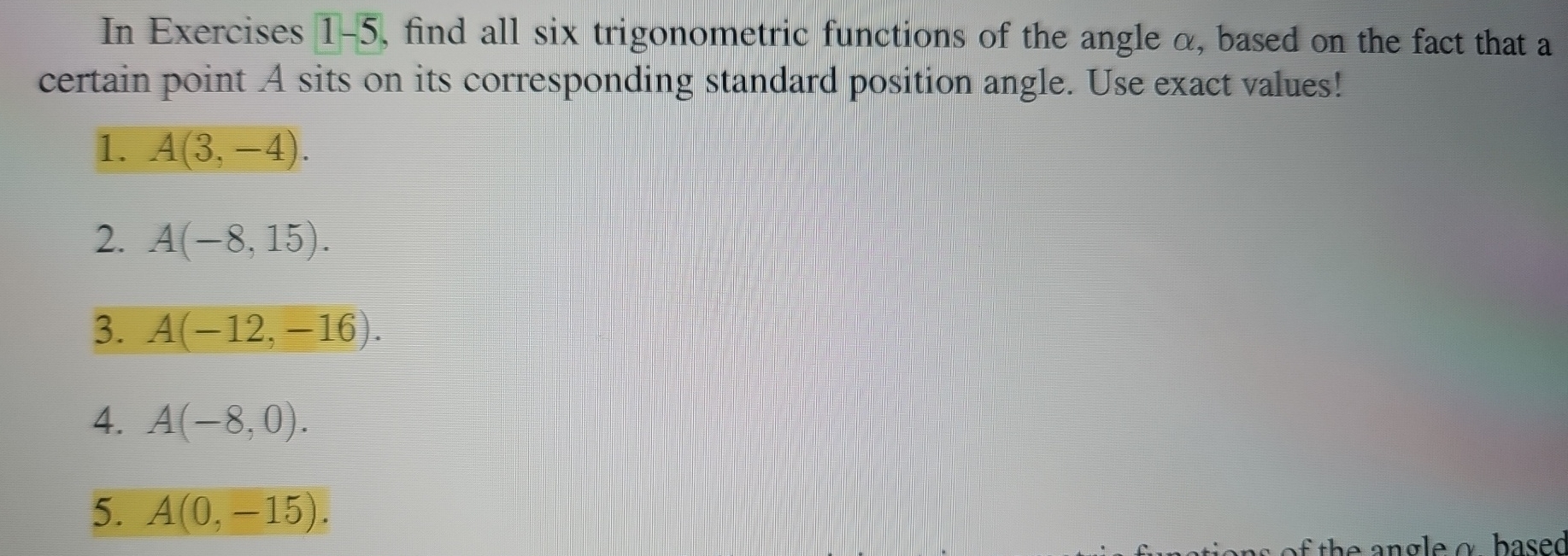 In Exercises 1-5, ﻿find all six trigonometric | Chegg.com