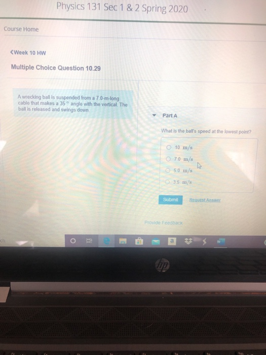 Solved Physics 131 Sec 1 & 2 Spring 2020 Course Home | Chegg.com