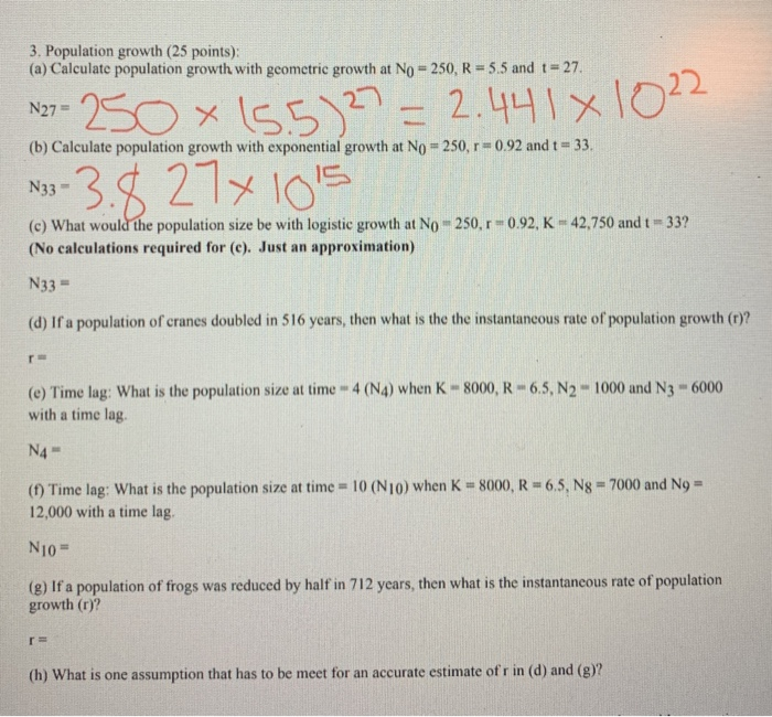 Solved 3. Population growth (25 points): (a) Calculate | Chegg.com