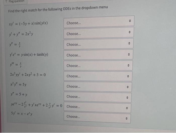 Find the right match for the following ODEs in the | Chegg.com