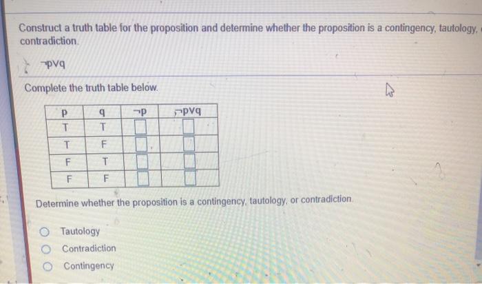 Solved Construct a truth table for the proposition and | Chegg.com