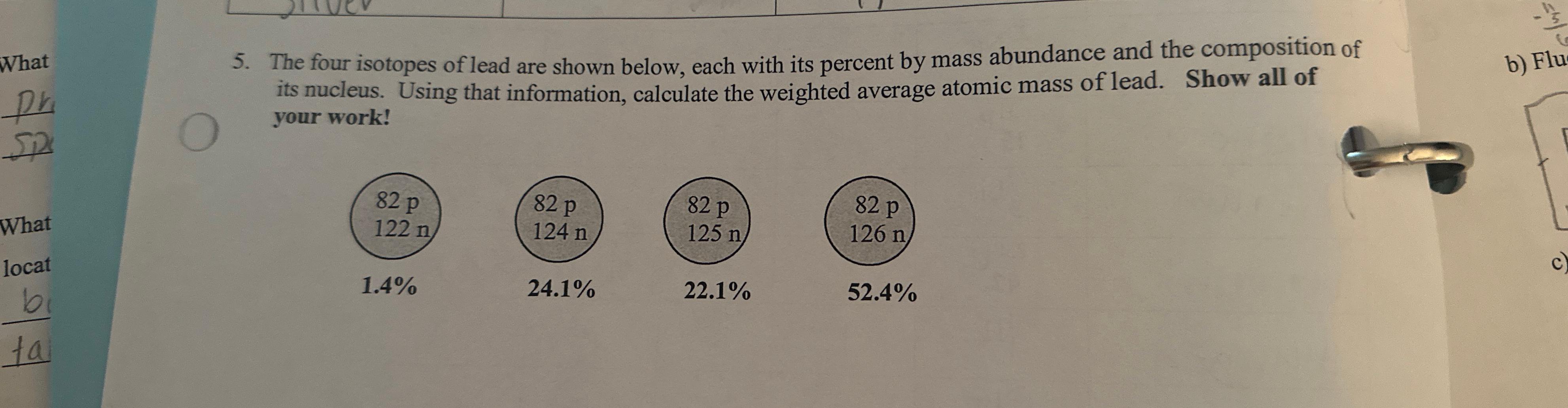 Solved The four isotopes of lead are shown below, each with | Chegg.com
