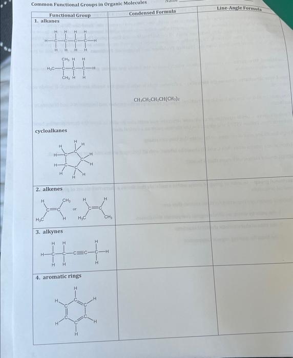 Solved Common Functional Groups in Organic Molecules | Chegg.com