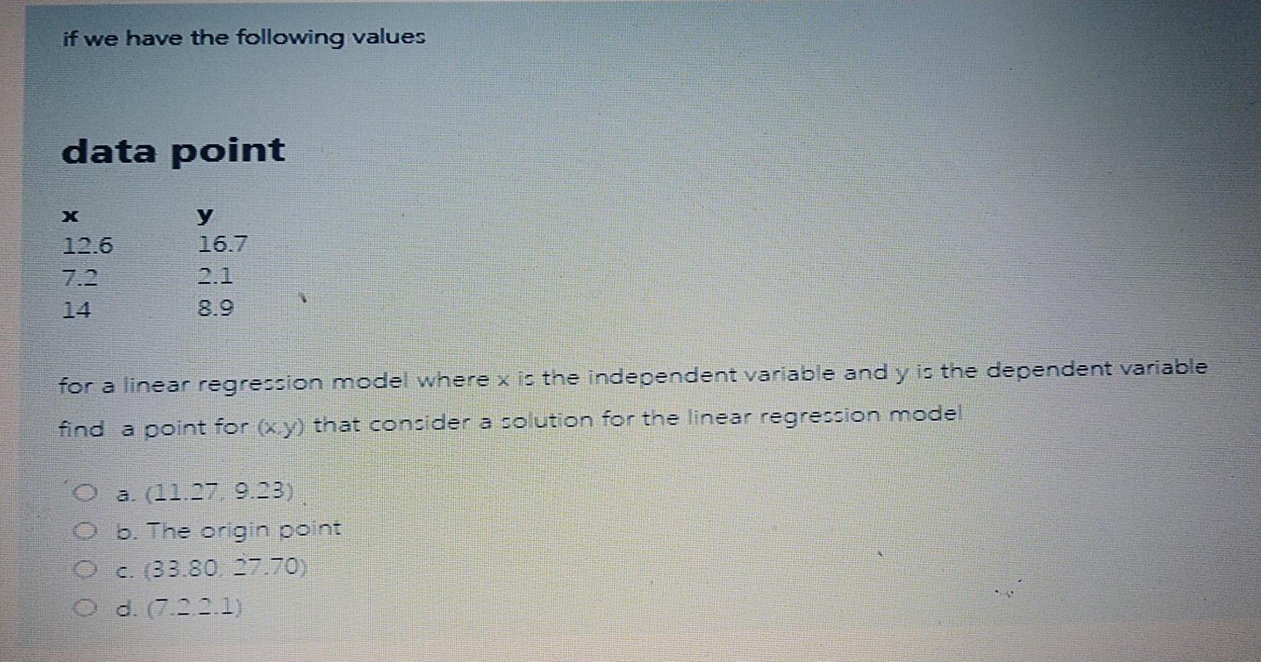 Solved if we have the following values data point 12.6 16.7 | Chegg.com