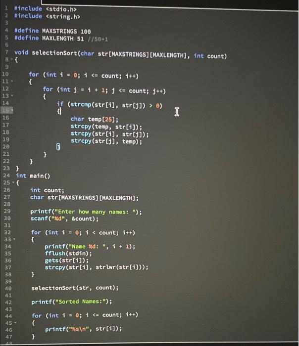 Solved The code for selection sort for integer is available | Chegg.com