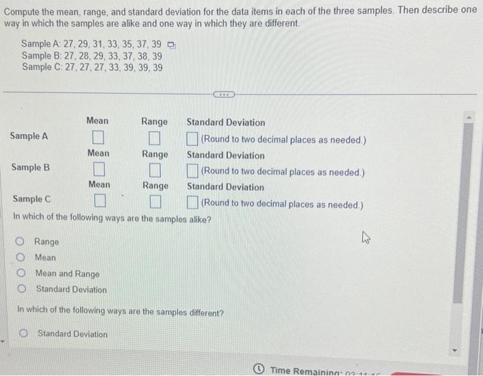 Solved Compute The Mean Range And Standard Deviation For Chegg Com