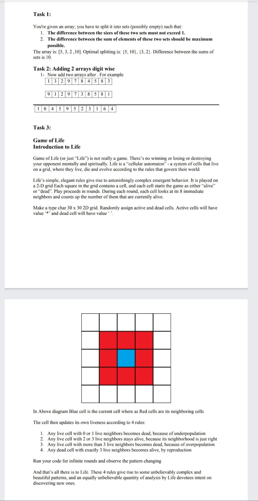 Solved Task 1: You're given an array; you have to split it | Chegg.com