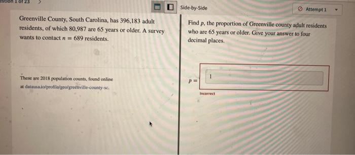 Solved Greenville County, South Carolina, has 396,183 adult | Chegg.com