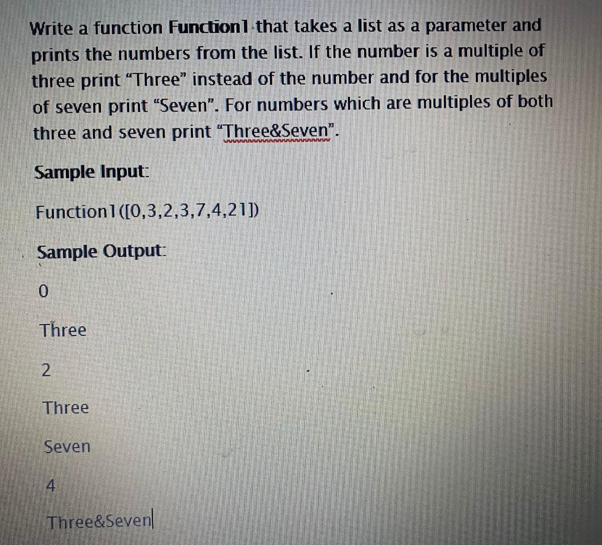 Solved Write a function Functionl that takes a list as a | Chegg.com