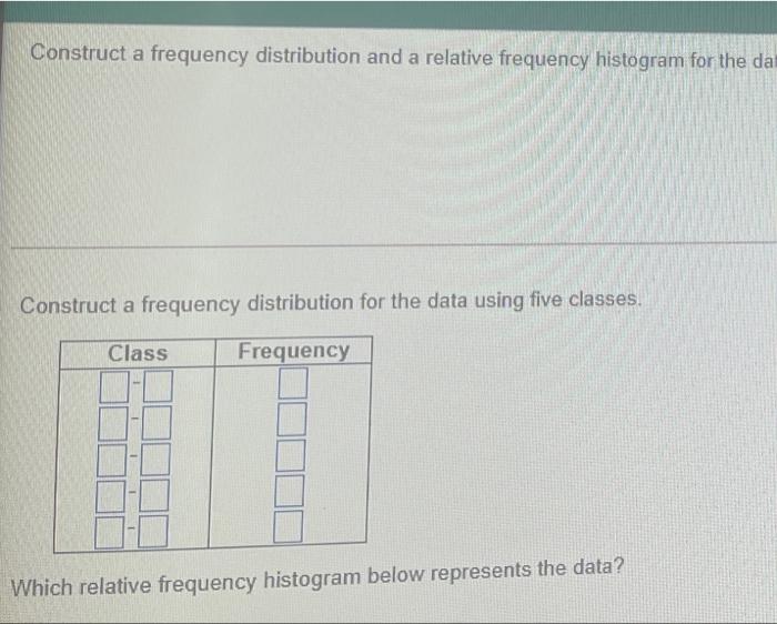 Solved Construct a frequency distribution and a relative | Chegg.com