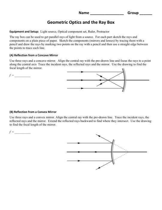Solved Name Group Geometric Optics and the Ray Box Equipment | Chegg.com