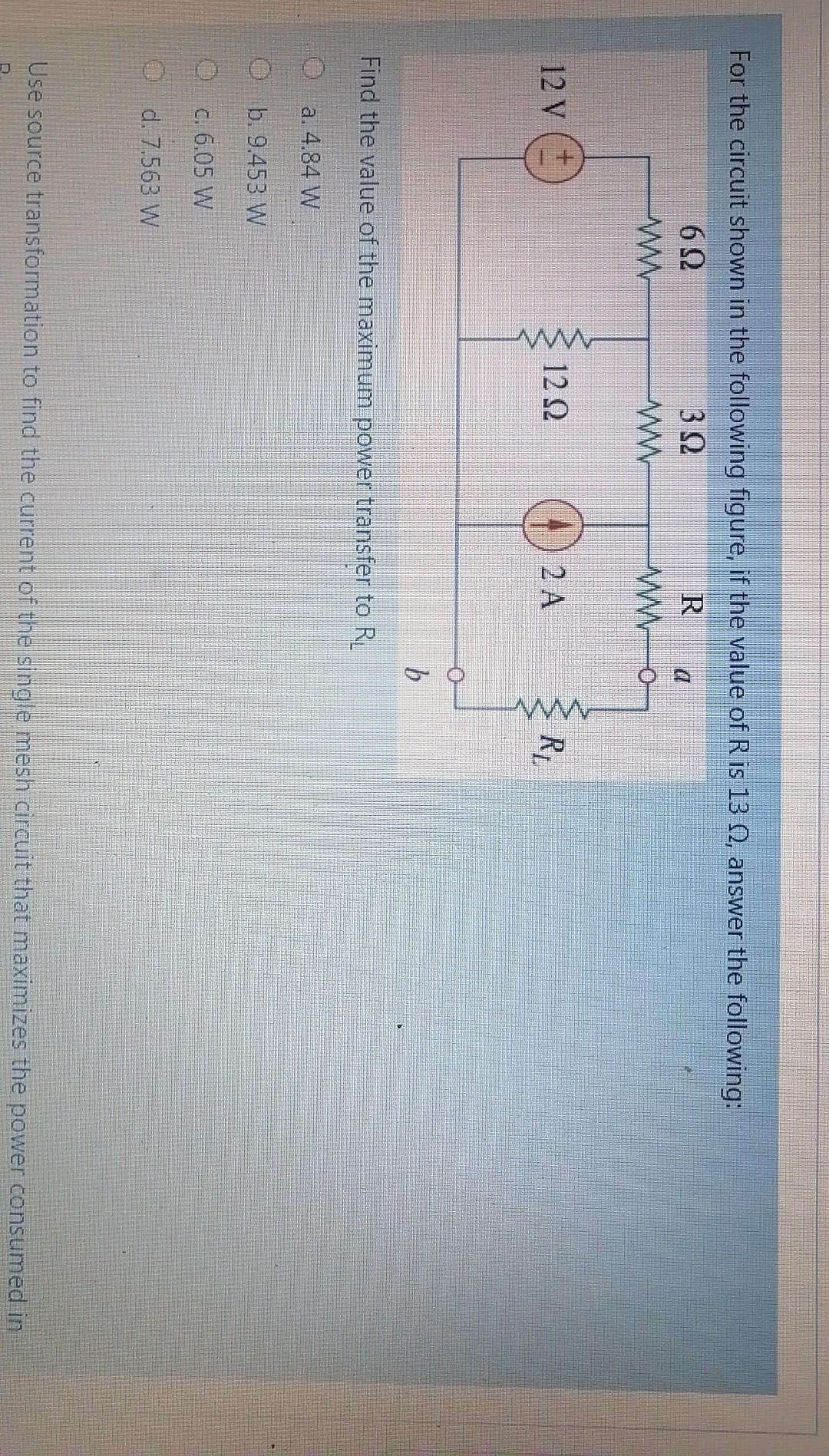 Solved For the circuit shown in the following figure, if the | Chegg.com