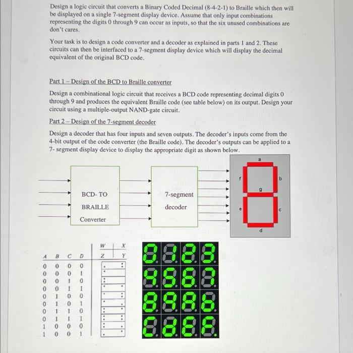 Solved Design a logic circuit that converts a Binary Coded | Chegg.com