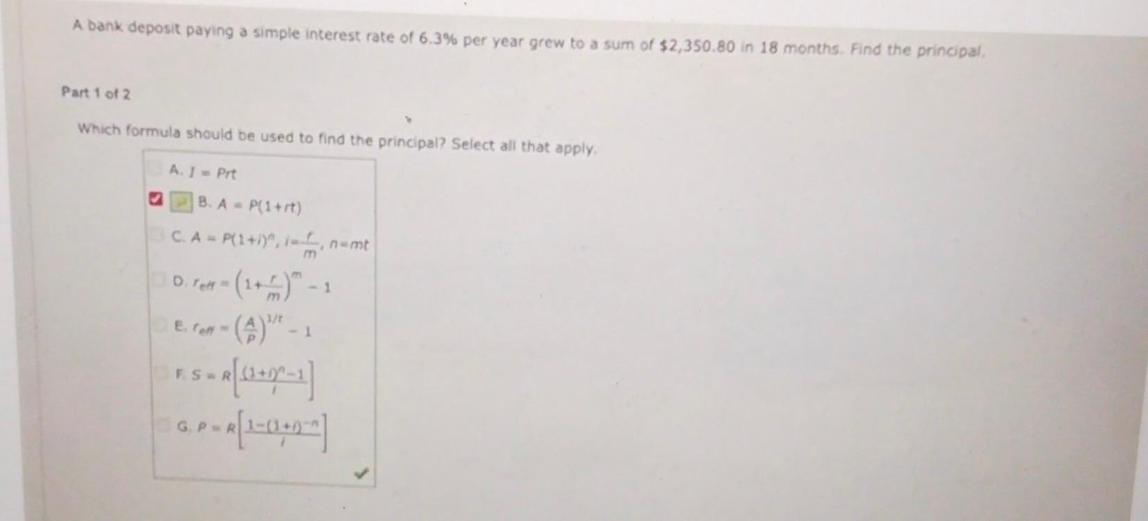 Solved A Bank Deposit Paying A Simple Interest Rate Of 6.3% | Chegg.com