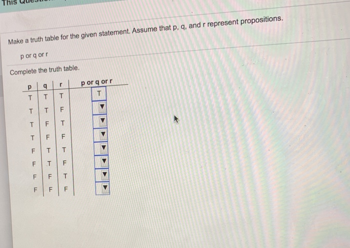 Solved Make A Truth Table For The Given Statement Assume Chegg Com