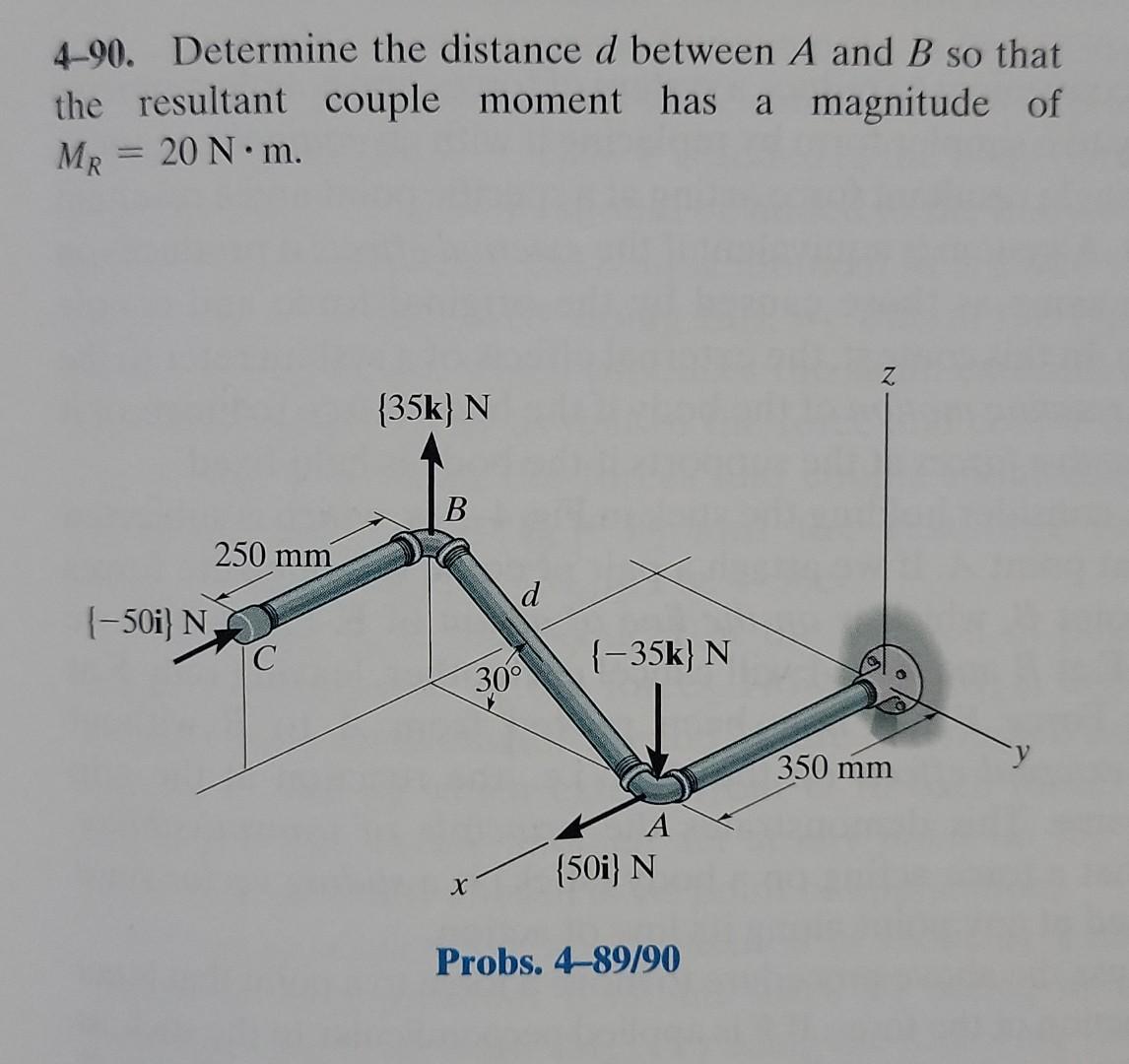 Solved 4-90. Determine the distance d between A and B so | Chegg.com