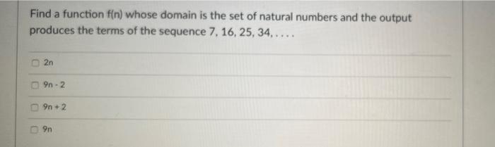 Solved Find a function f(n) whose domain is the set of | Chegg.com