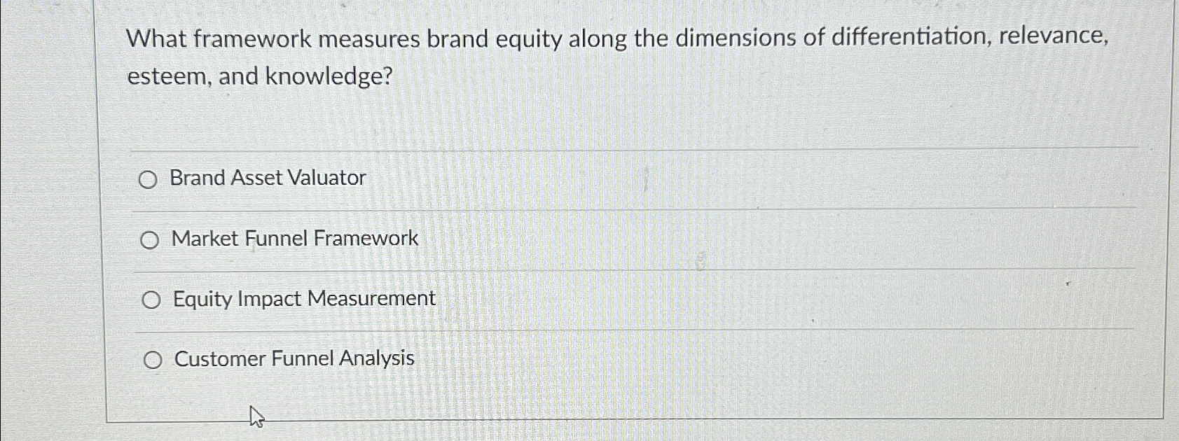 Solved What framework measures brand equity along the | Chegg.com