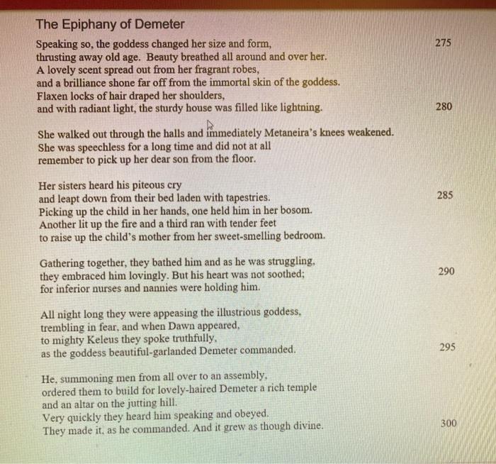 275 The Epiphany of Demeter Speaking so, the goddess | Chegg.com
