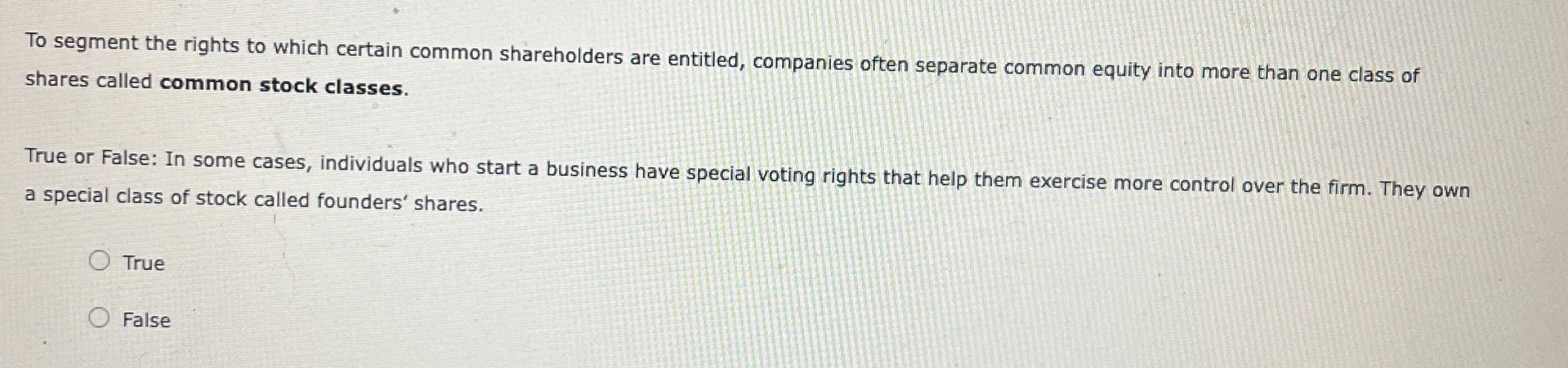 Solved To segment the rights to which certain common | Chegg.com