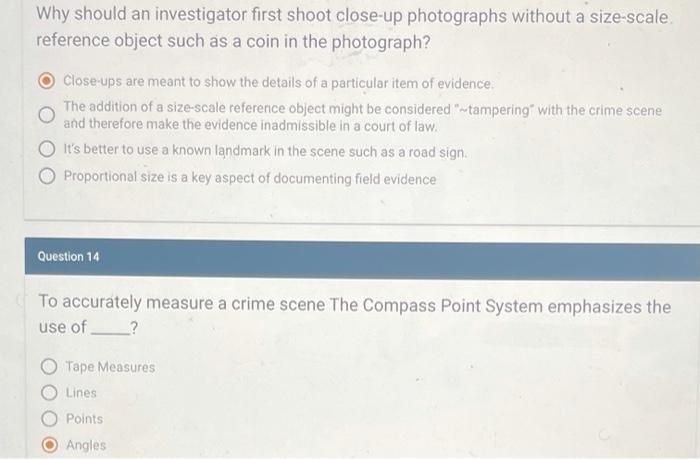 Solved Why should an investigator first shoot close-up | Chegg.com