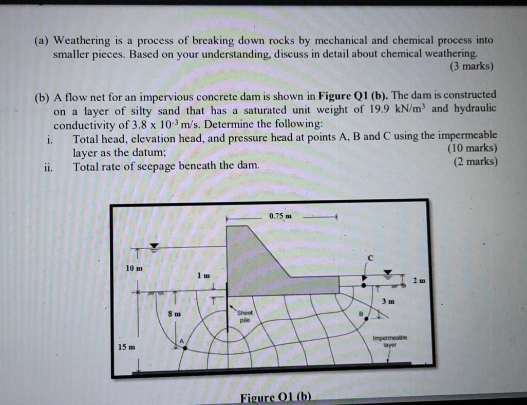 Solved A Weathering Is A Process Of Breaking Down Rocks By Chegg Com