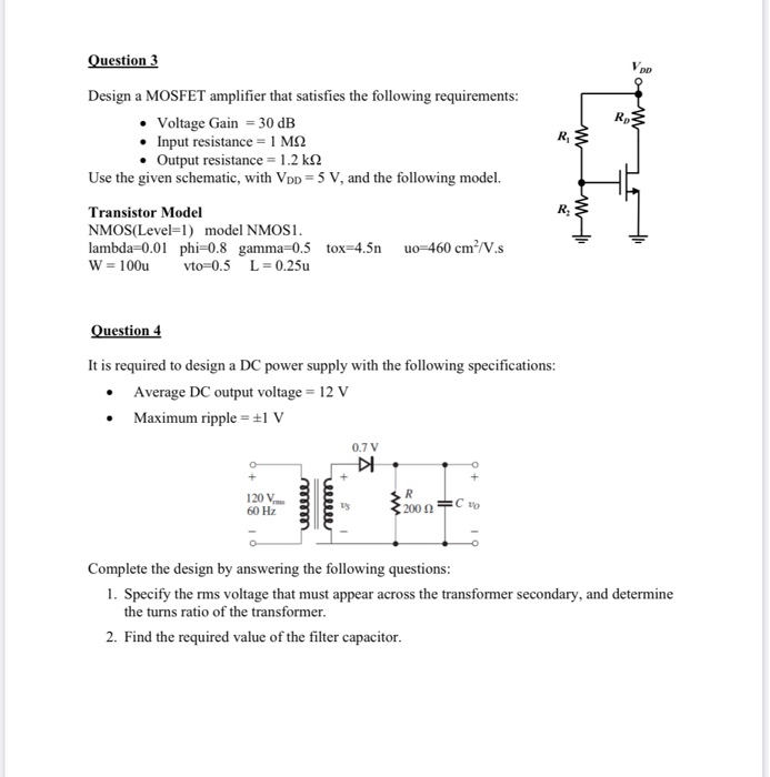 Question 1 Consider the two-stage amplifier shown | Chegg.com