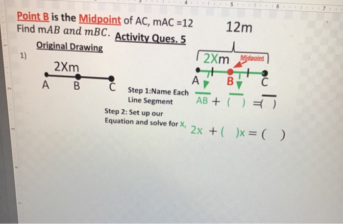 Solved 5 6 Point B is the Midpoint of AC, MAC =12 Find mAB | Chegg.com