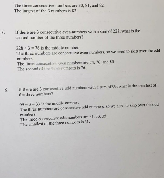 Solved The three consecutive numbers are 80, 81, and 82. The | Chegg.com