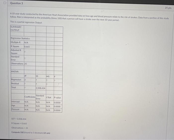 Solved Question 3 25 pts A 10-year study conducted by the | Chegg.com
